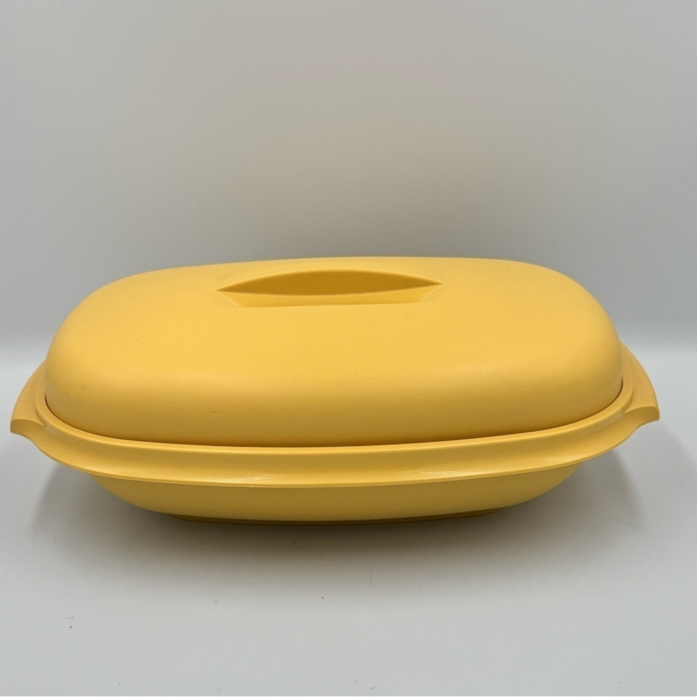 Vintage Tupperware Harvest Gold 3pc Microwave Vegetable Steamer